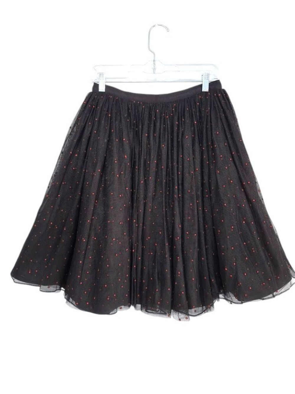 Alice + Olivia Camille Black Tulle Skirt with Red Sparkle Dots Size 8 EUC